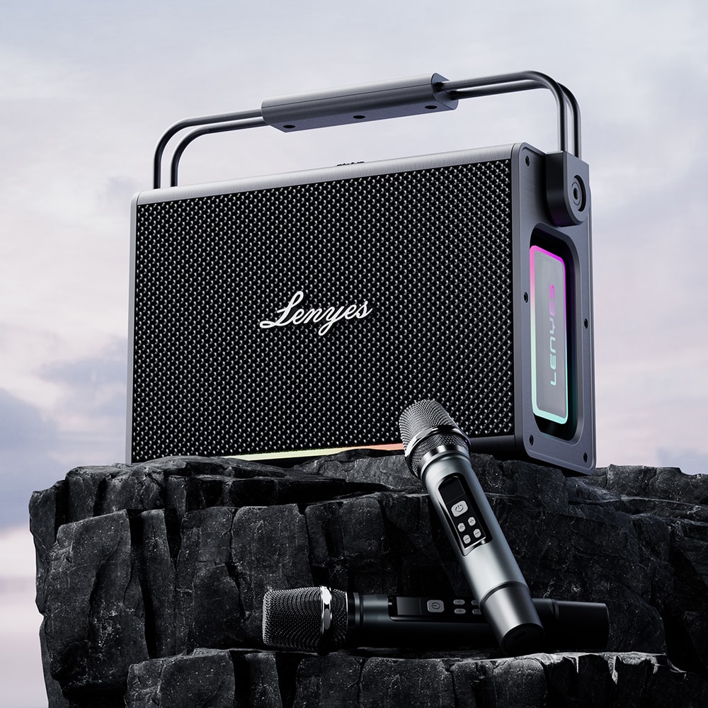 Lenyes Titan 2 Serisi RGB Işıklı Çİft Mikrofonlu Taşınabilir TWS Bluetooth Speaker Hoparlör v5.3 5000mAh