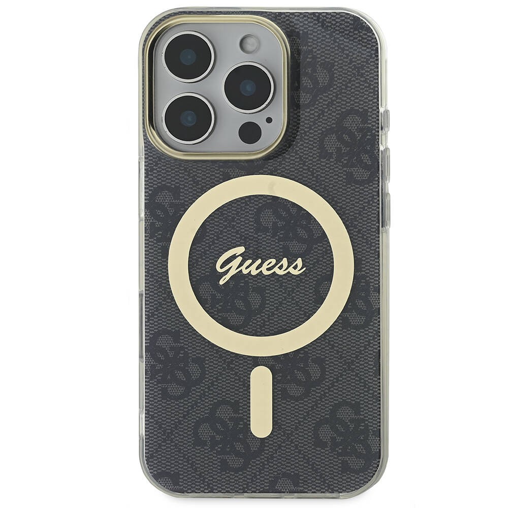 iPhone 16 Pro Max Kılıf Guess Orjinal Lisanslı Magsafe Şarj Özellikli Yazı Logolu 4G Desenli Kılıf