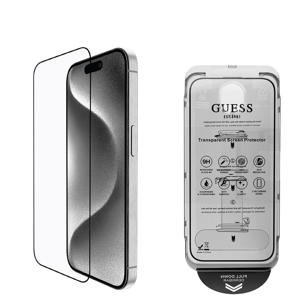 iPhone 16 Guess Orjinal Lisanslı Rhinestone Ekran Koruyucu + Lens Koruyucu 2in1 Aksesuar Seti