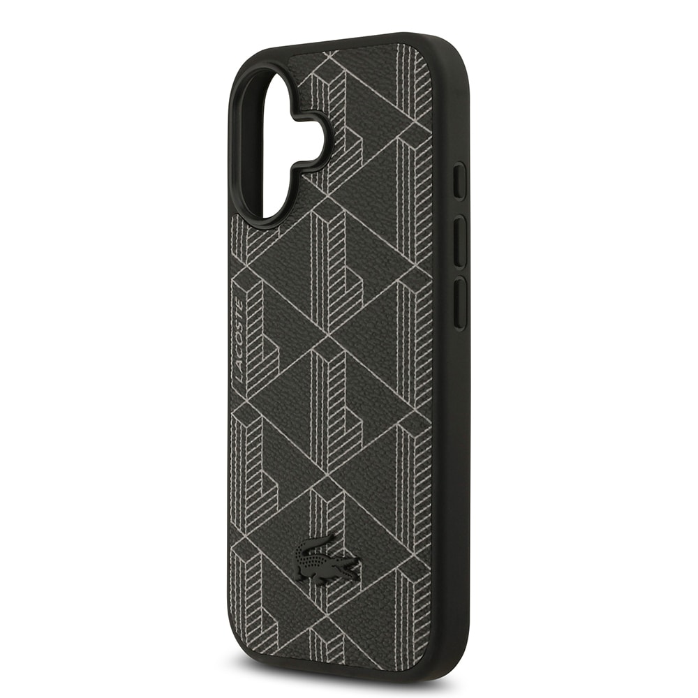 Apple iPhone 17 Kılıf Lacoste Orjinal Lisanslı M-safe Şarj Özellikli PU Deri Tasarımlı Kartlıklı Karışık Monogram Desenli Kapak