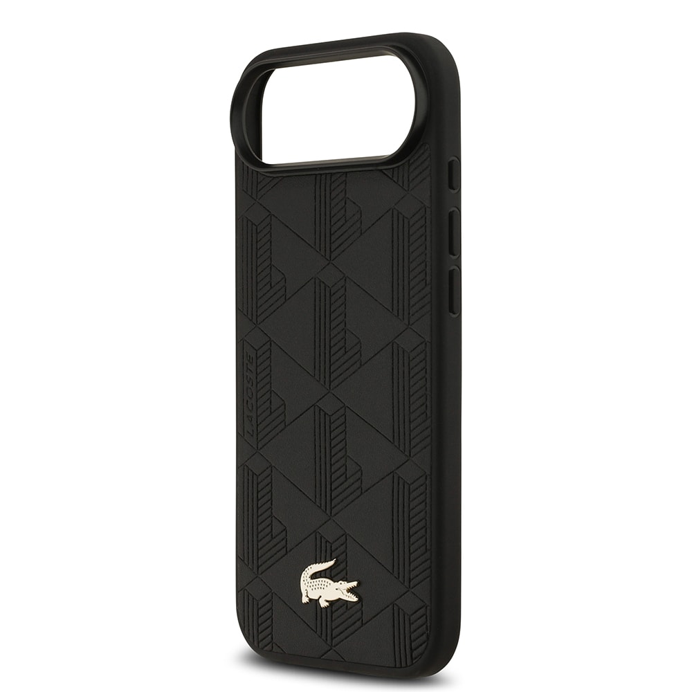 Apple iPhone 17 Air Kılıf Lacoste Orjinal Lisanslı M-safe Şarj Özellikli PU Deri Tasarımlı Karışık Monogram Desenli Kapak