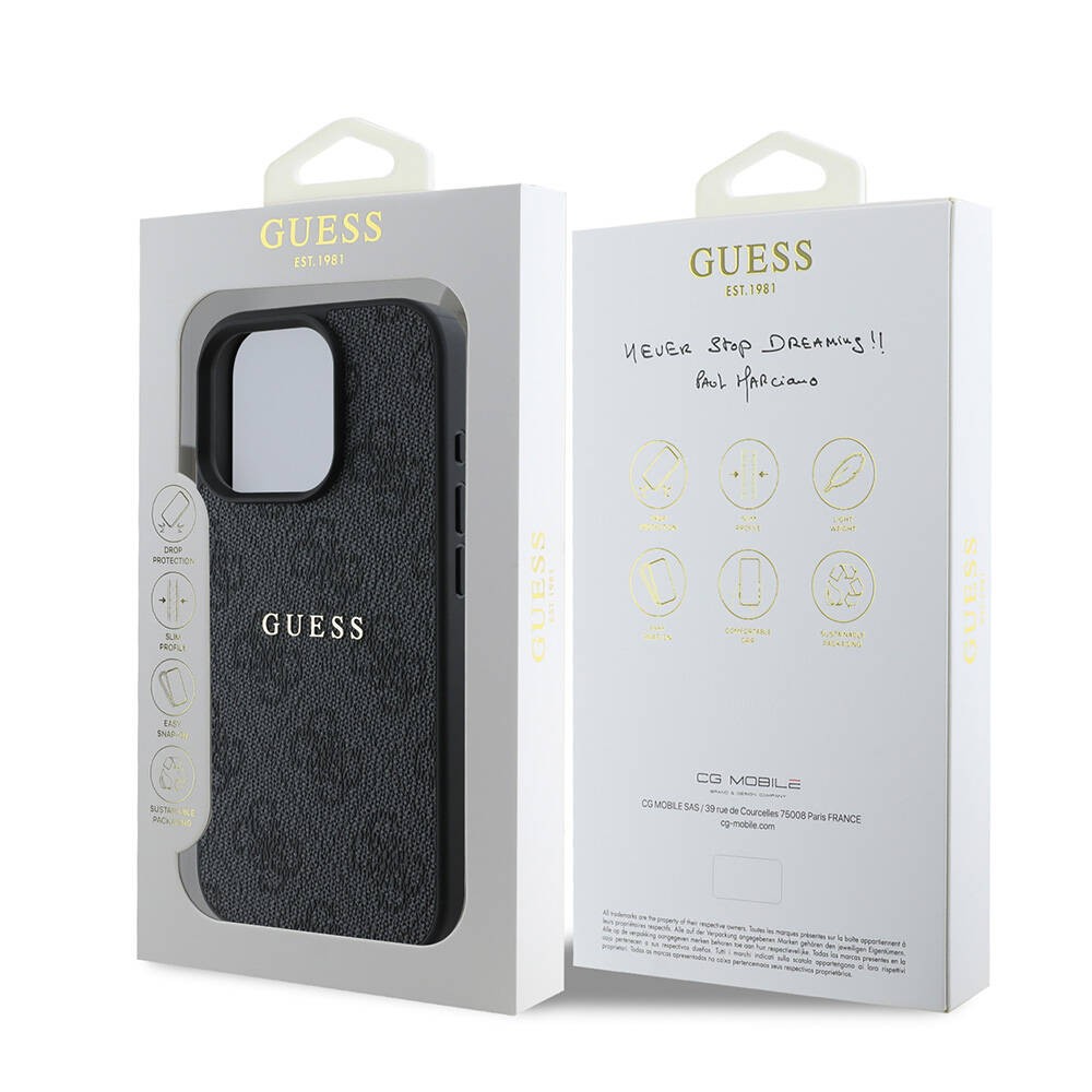 iPhone 16 Pro Max Kılıf Guess Orjinal Lisanslı Magsafe Şarj Özellikli 4G Desenli Yazı Logolu Kılıf