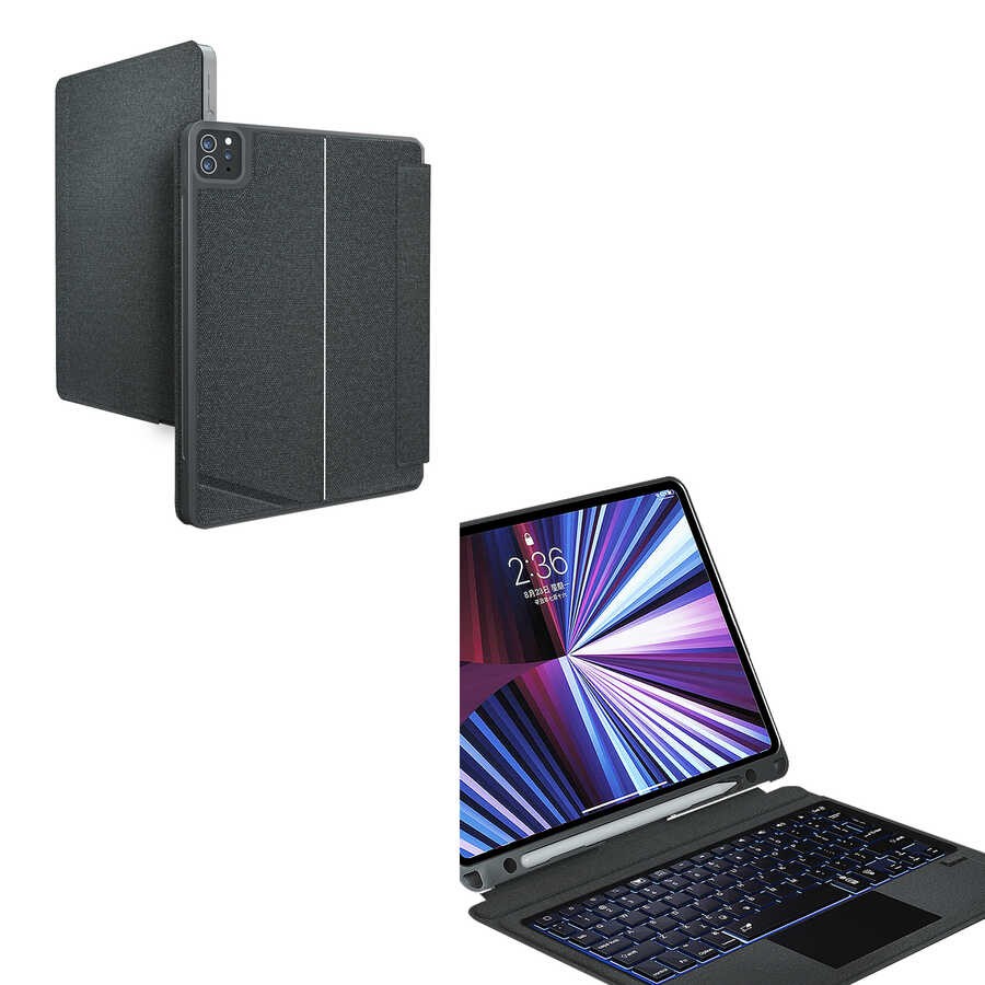 iPad Air 10.9 2022 (5.Nesil) Wiwu Mag Touch Klavyeli Standlı Kılıf