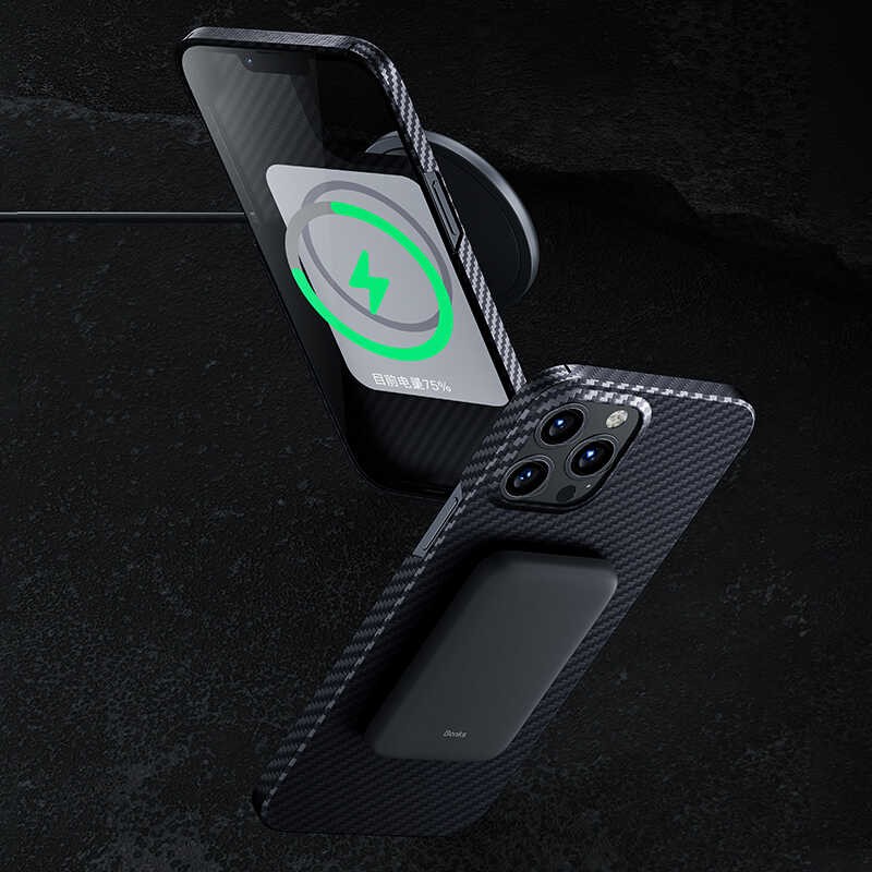 iPhone 13 Pro Kılıf Magsafe Özellikli Karbon Fiber Benks Essential Kevlar Kılıf