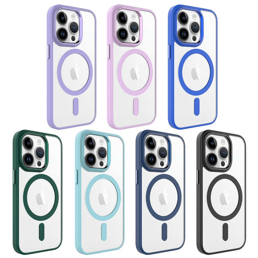iPhone 14 Pro Kılıf Wireless Şarj Özellikli Zore Krom Magsafe Silikon Kılıf
