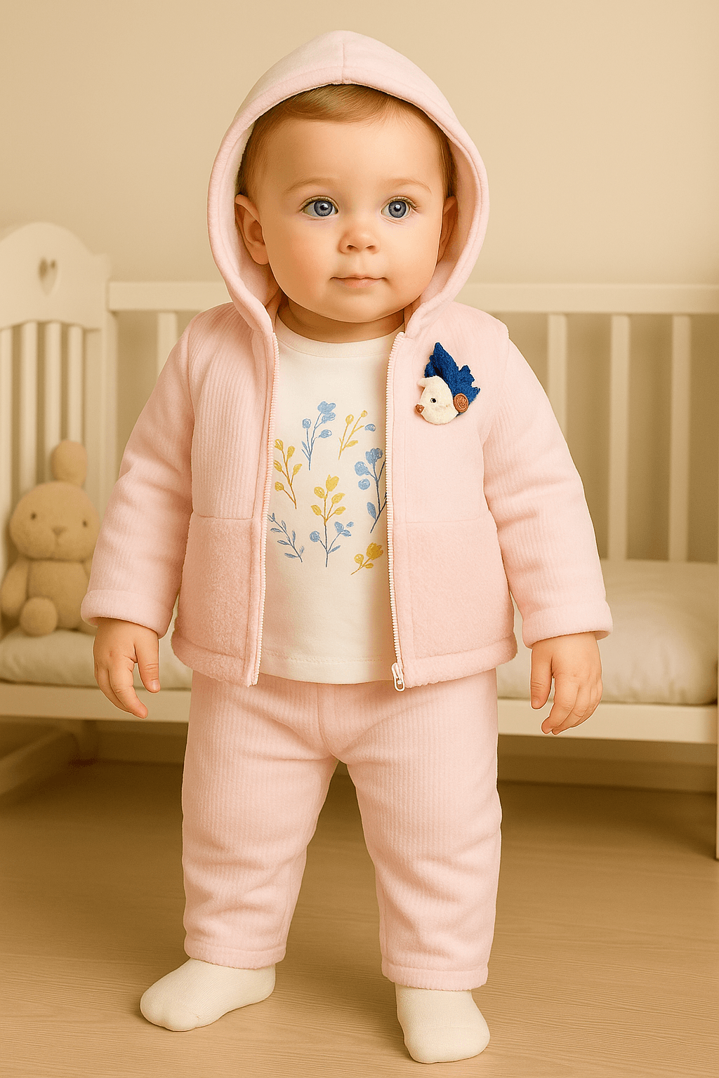 %100 Pamuk Bebek 3’lü Kışlık Takım - Açık Pembe