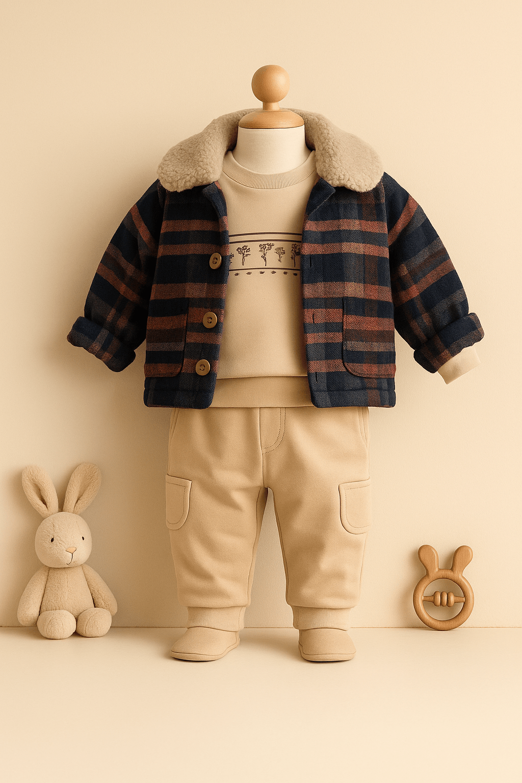 %100 Pamuk 3’lü Polarlı Erkek Bebek Takımı