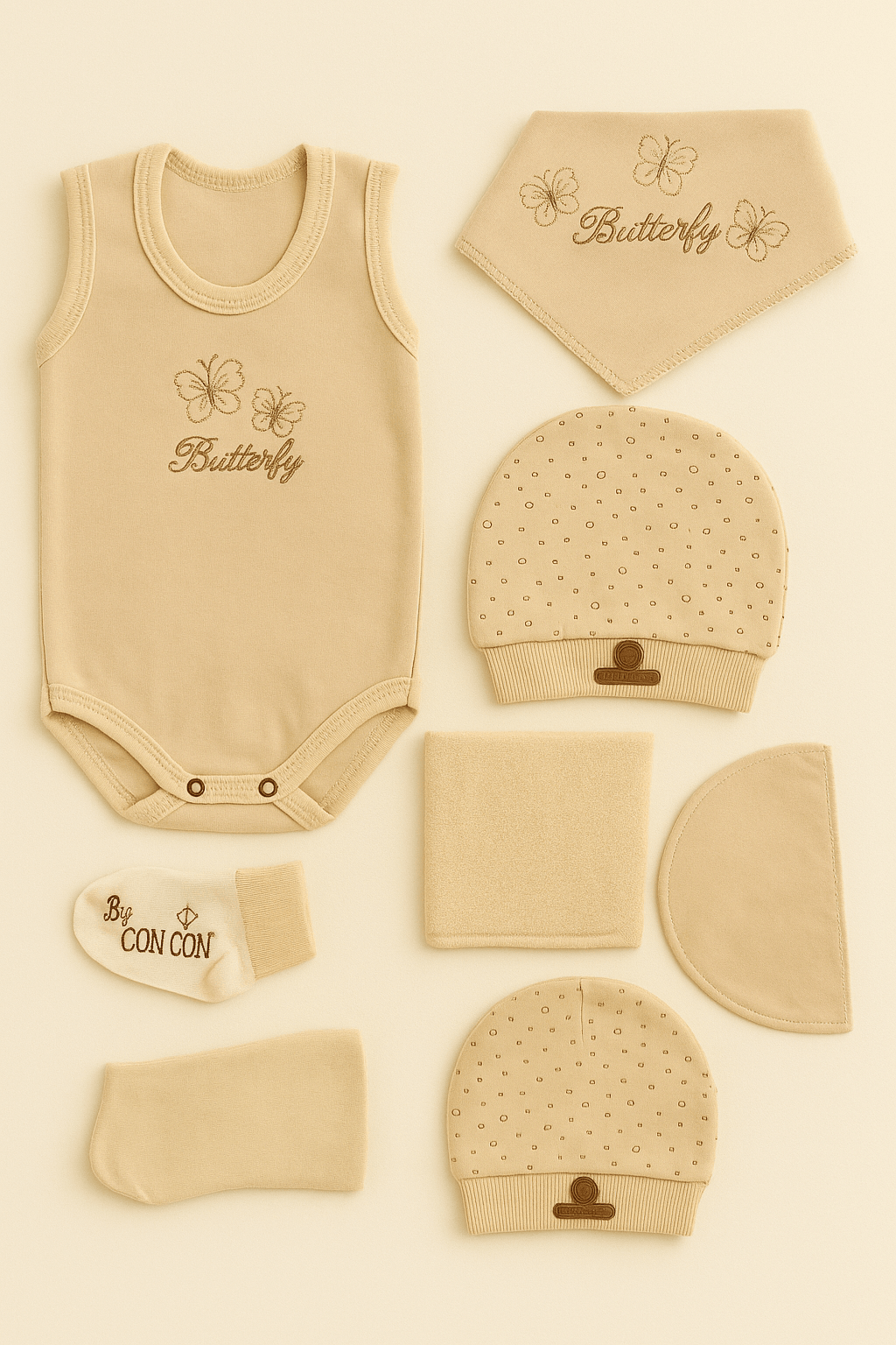 %100 Pamuk Kelebek Desenli 10’lu Hastane Çıkışı Seti