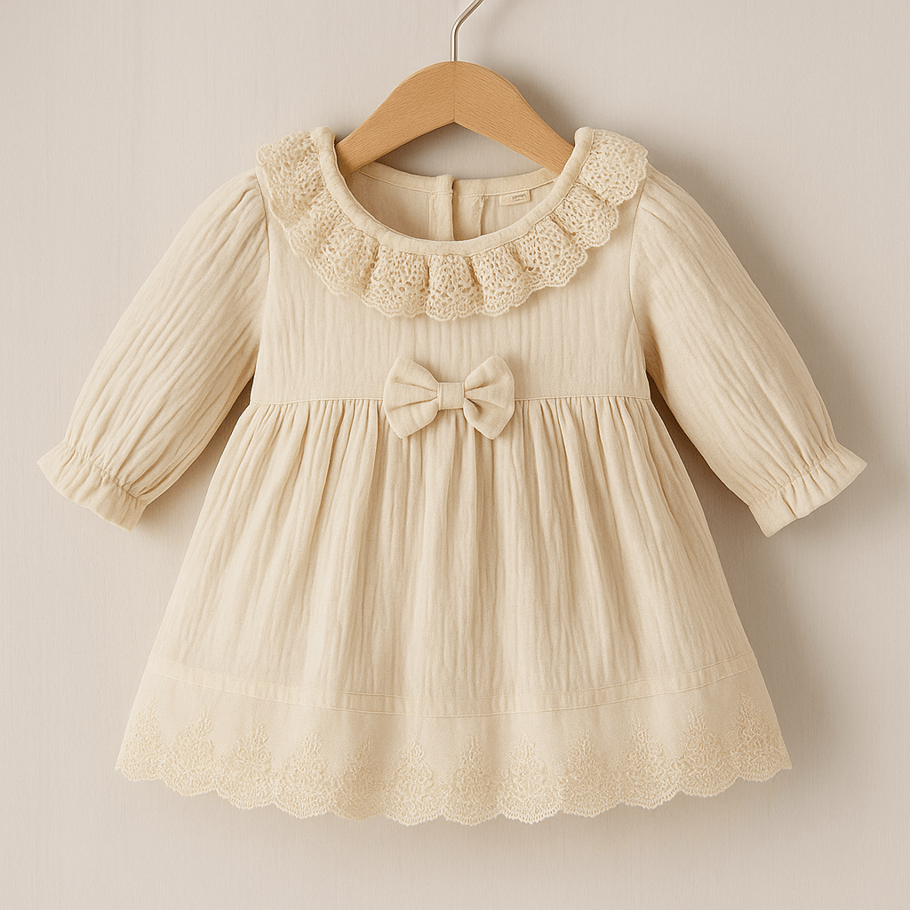 %100 Müslin Pamuk Kız Bebek Elbisesi