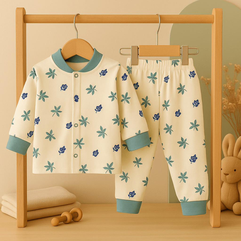 %100 Pamuk Bebek Pijama Takımı - Turkuaz