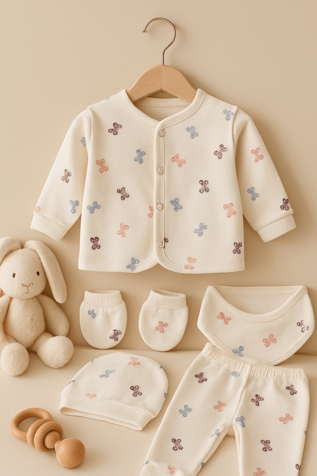 %100 Organik Pamuk 5’li Bebek Hastane Çıkışı - Kelebek