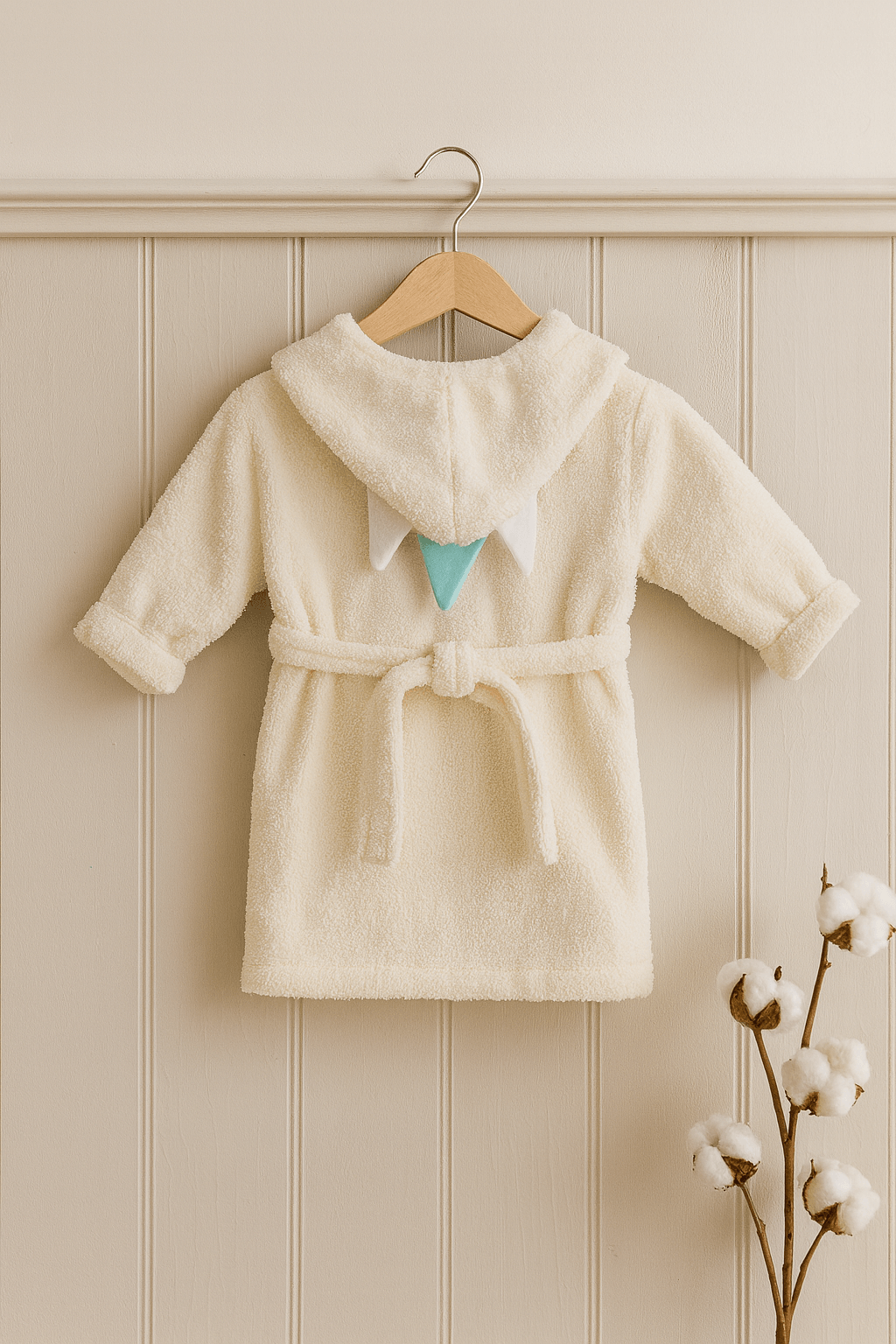 %100 Pamuk Bebek Bornozu ve Terlik Seti