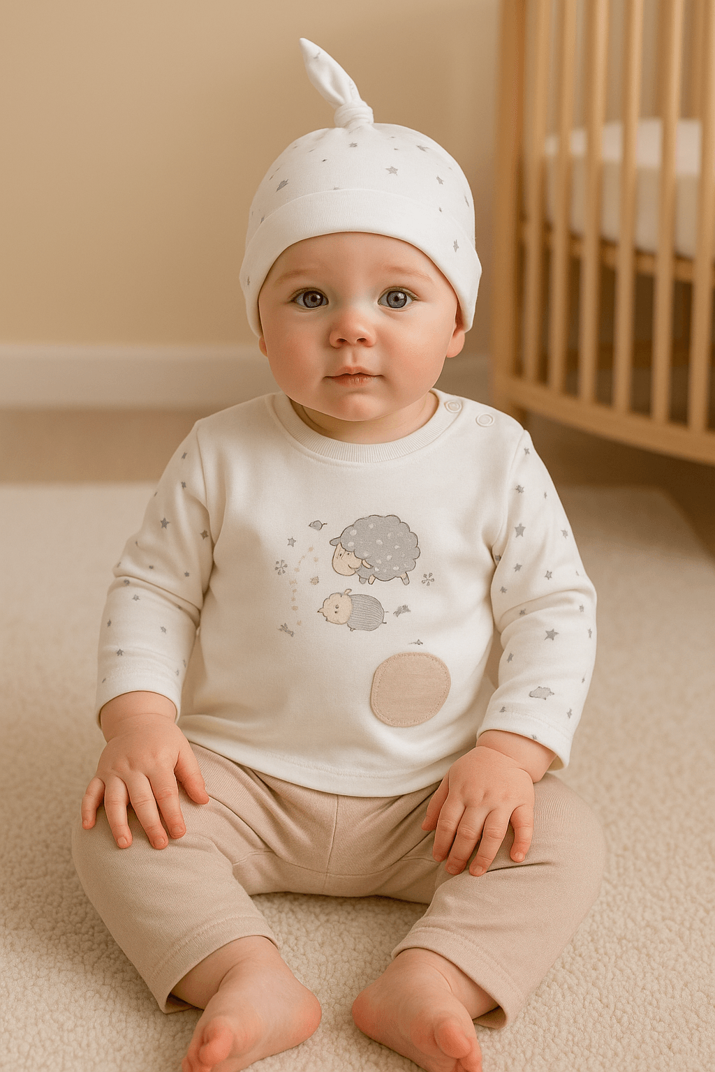 %100 Organik Pamuk 3’lü Bebek Takımı - Kuzu
