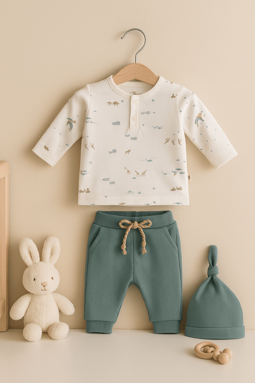 %100 Organik Pamuk 3’lü Bebek Takımı - Safari