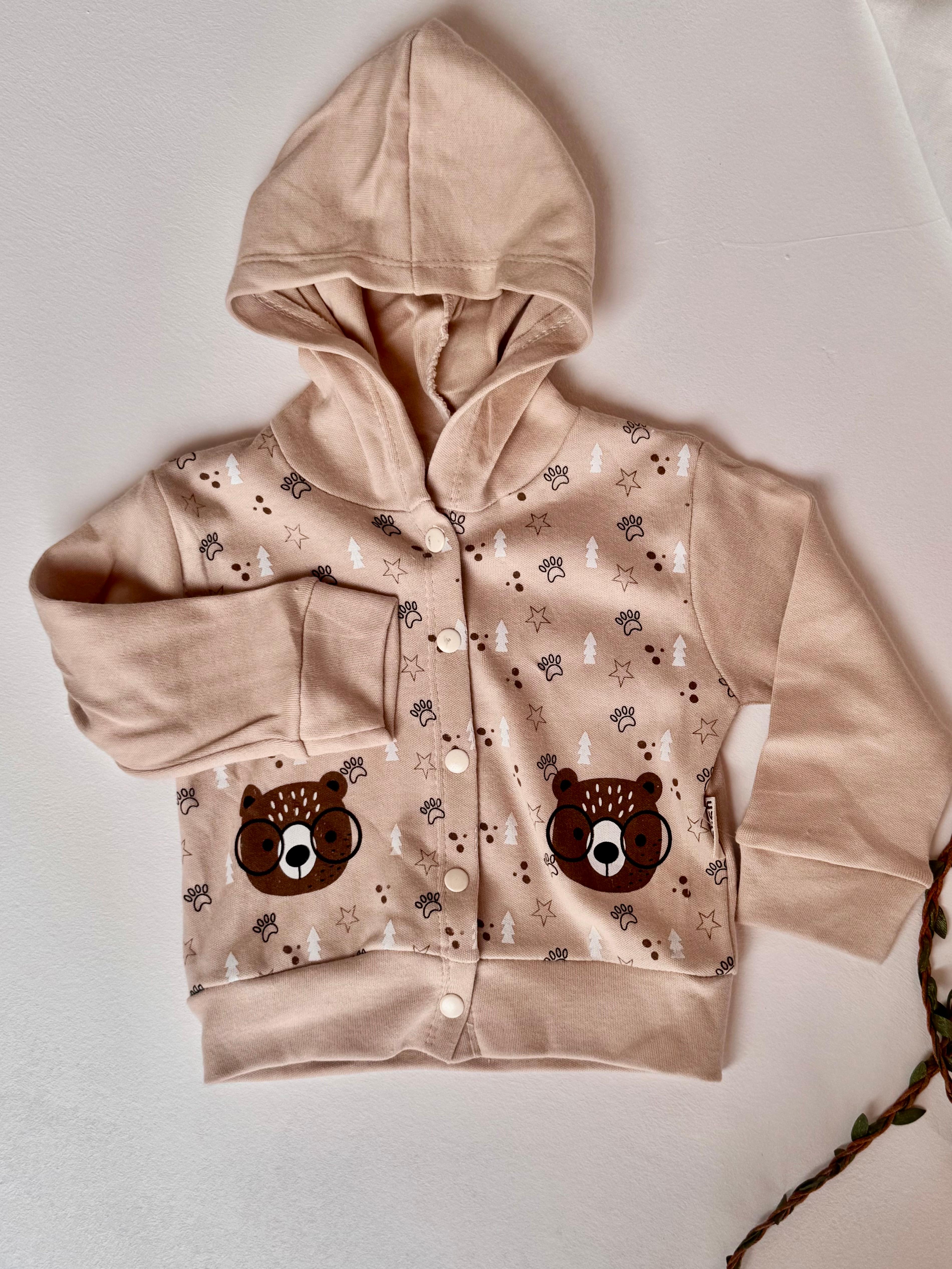 %100 Pamuk 3’lü Mevsimlik Unisex Hayvan Temalı Bebek Pijama Takımı – Kapüşonlu Üst, Uzun Kollu Body, Pijama Altı