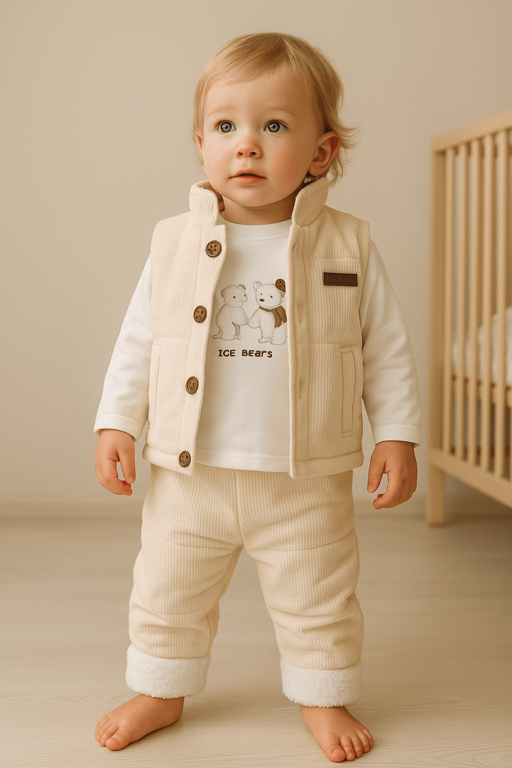 %100 Pamuk 3’lü Kışlık Bebek Yelek Takımı