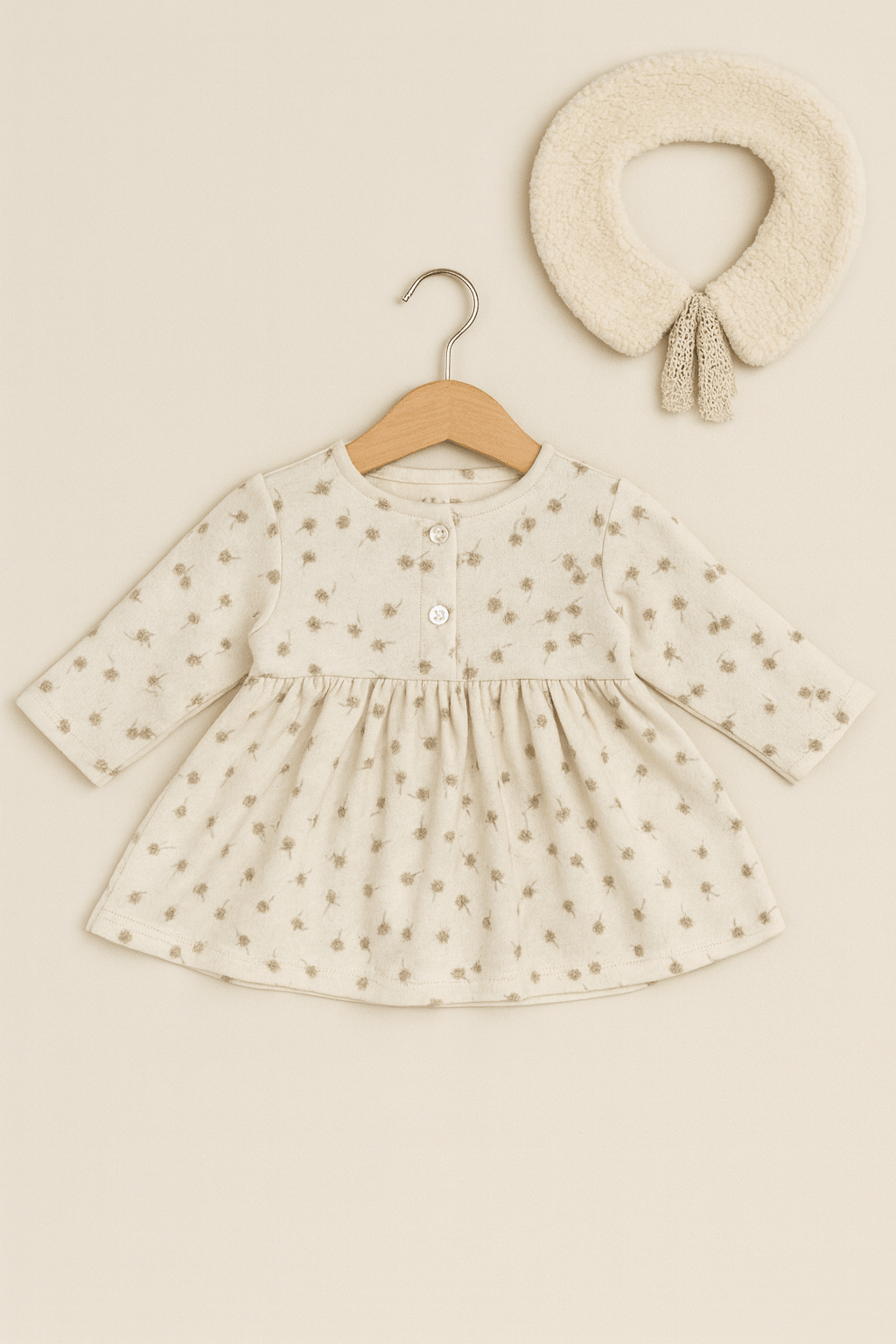 Kız Bebek Elbisesi – Çıkarılabilir Kürklü Yaka