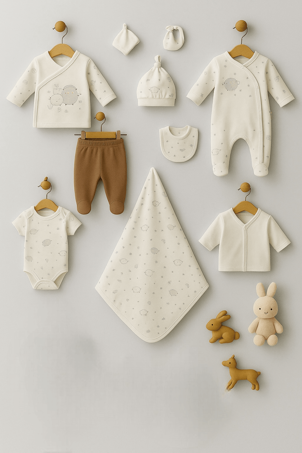 Bubbles %100 Organik Pamuk 10’lu Hastane Çıkışı Seti - Kuzu