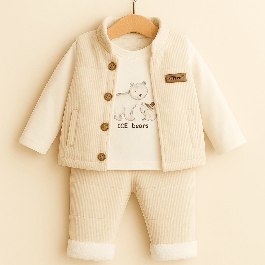 %100 Pamuk 3’lü Kışlık Bebek Yelek Takımı