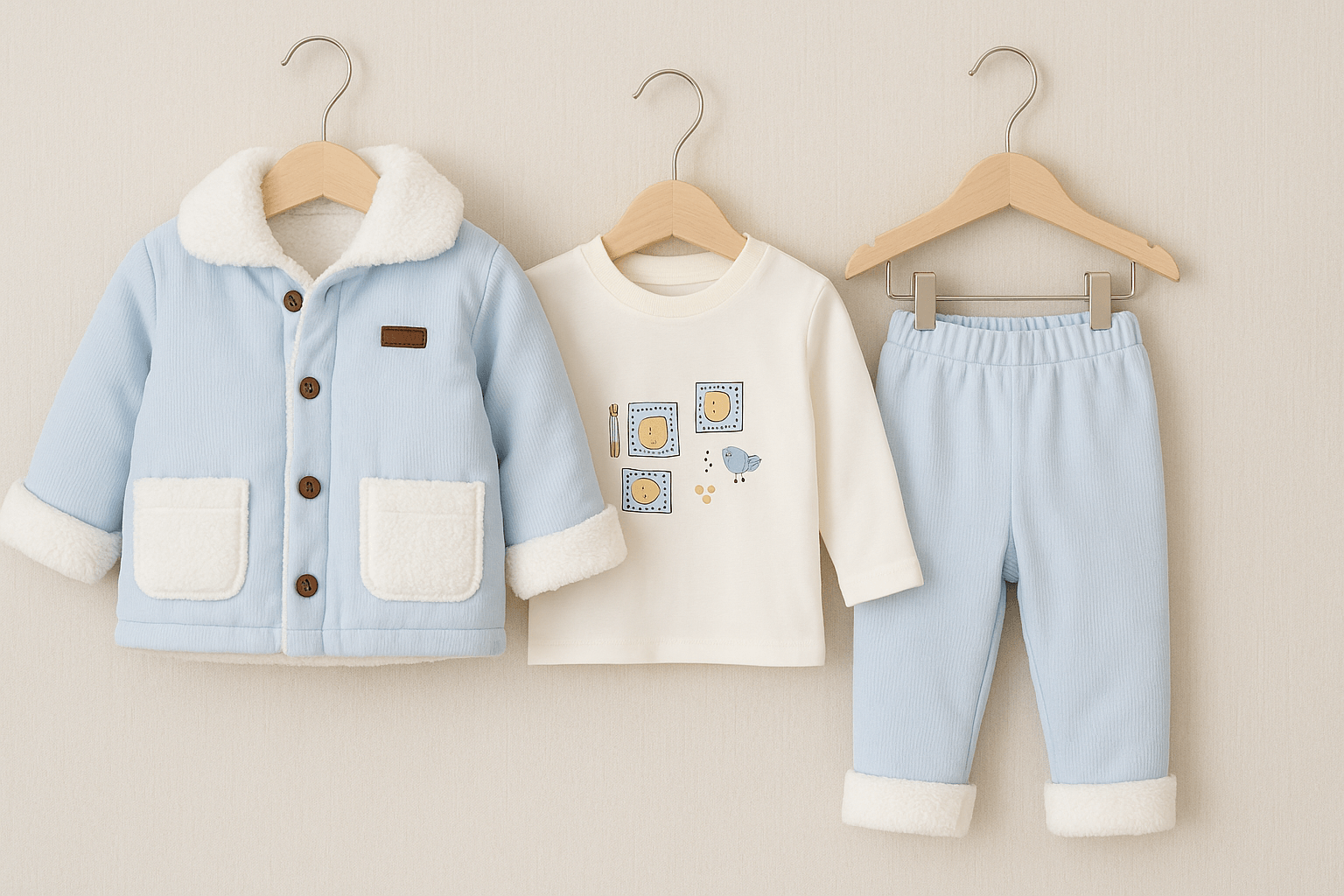 %100 Pamuk Bebek 3’lü Kışlık Takım