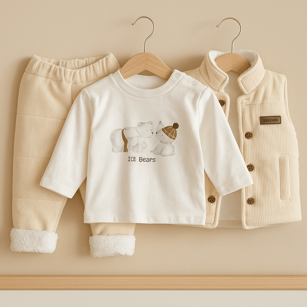 %100 Pamuk 3’lü Kışlık Bebek Yelek Takımı