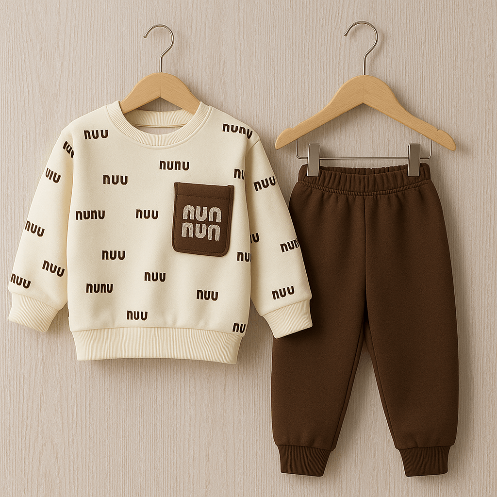 2’li Erkek Bebek Takımı - 3 İplik - Krem