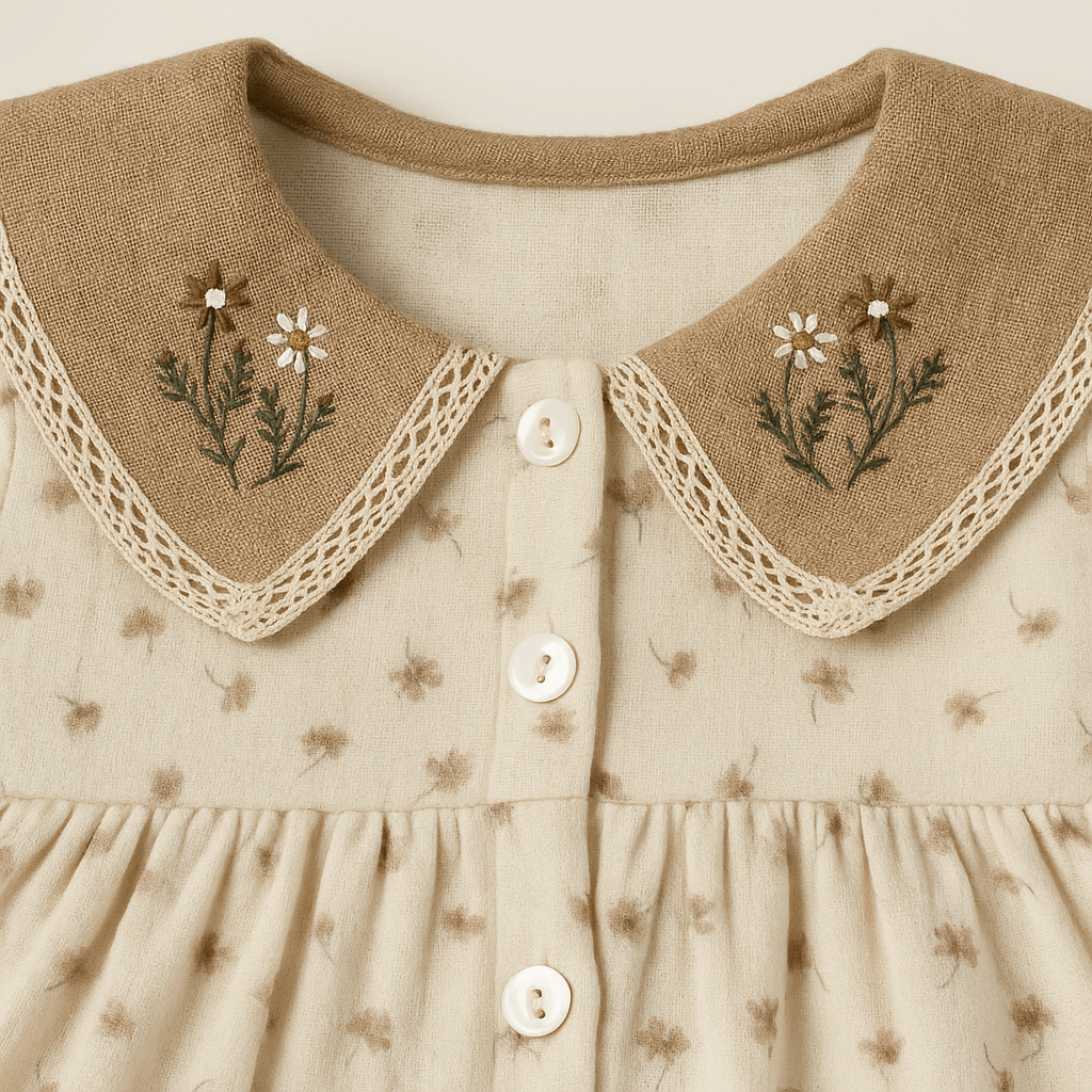 Kız Bebek Tulum – Nakışlı Yaka