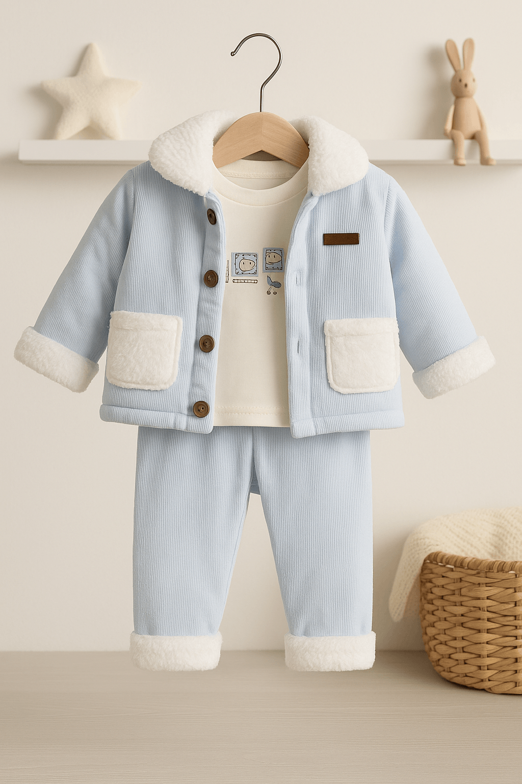 %100 Pamuk Bebek 3’lü Kışlık Takım