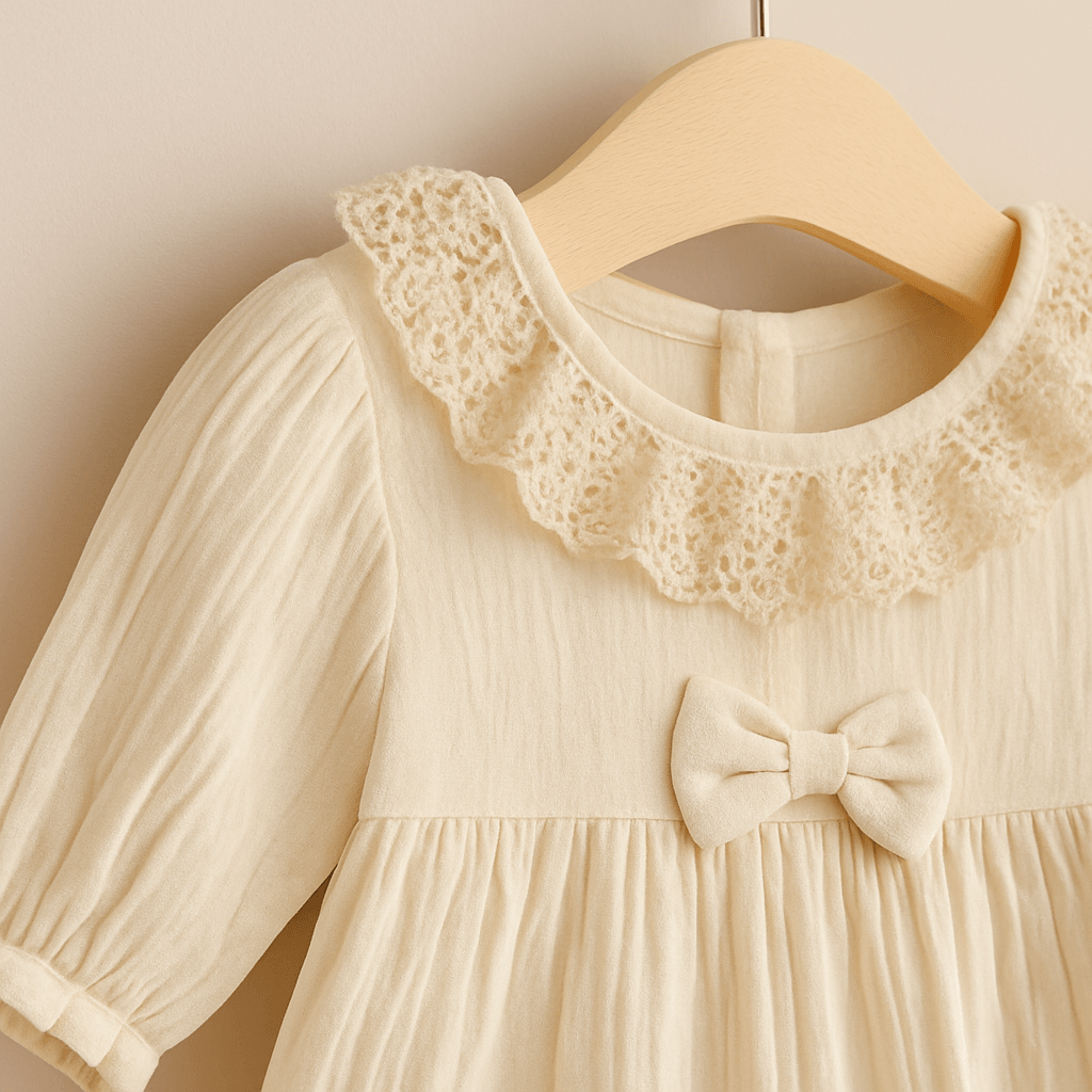 %100 Müslin Pamuk Kız Bebek Elbisesi
