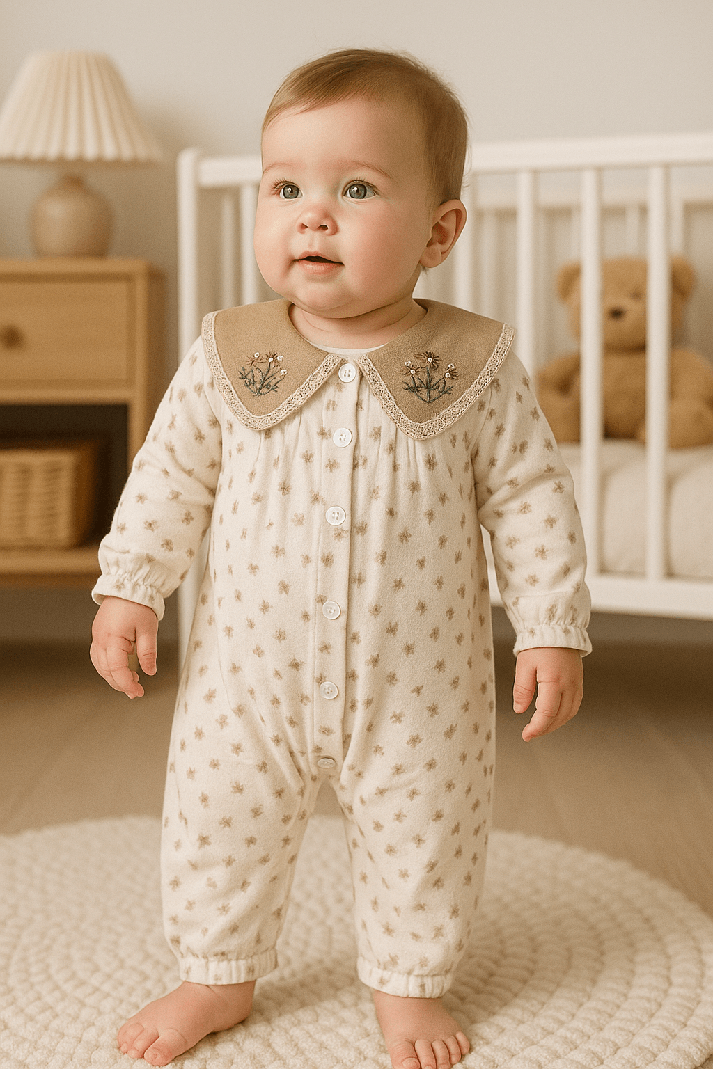 Kız Bebek Tulum – Nakışlı Yaka