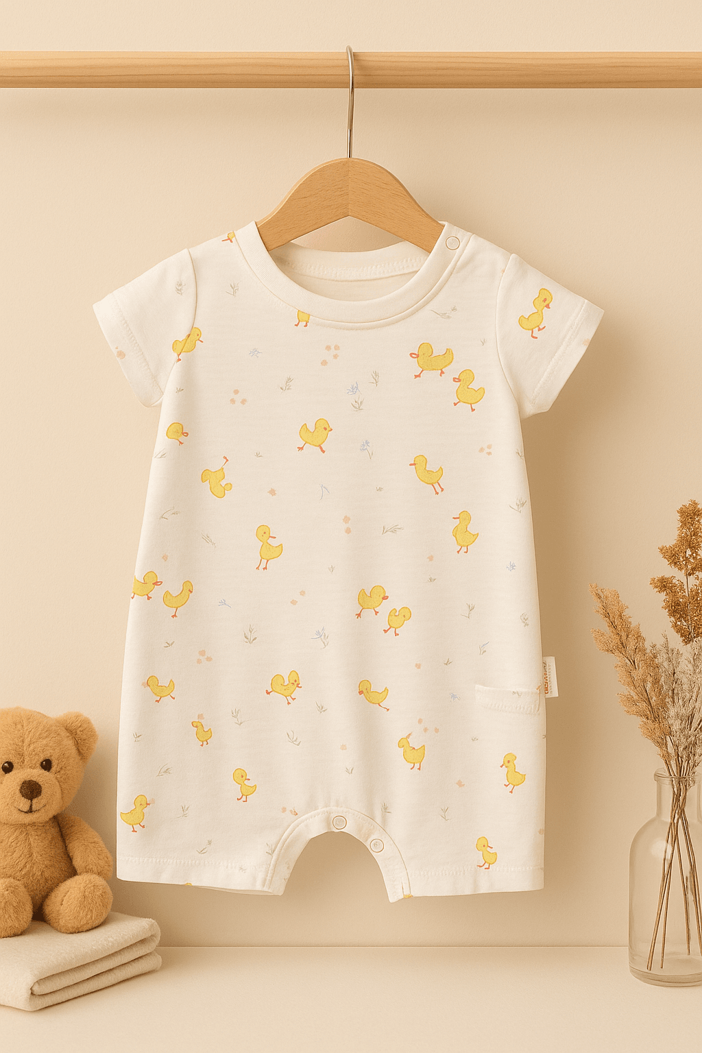 %100 Pamuk 3’lü Yazlık Unisex Bebek Tulum Seti