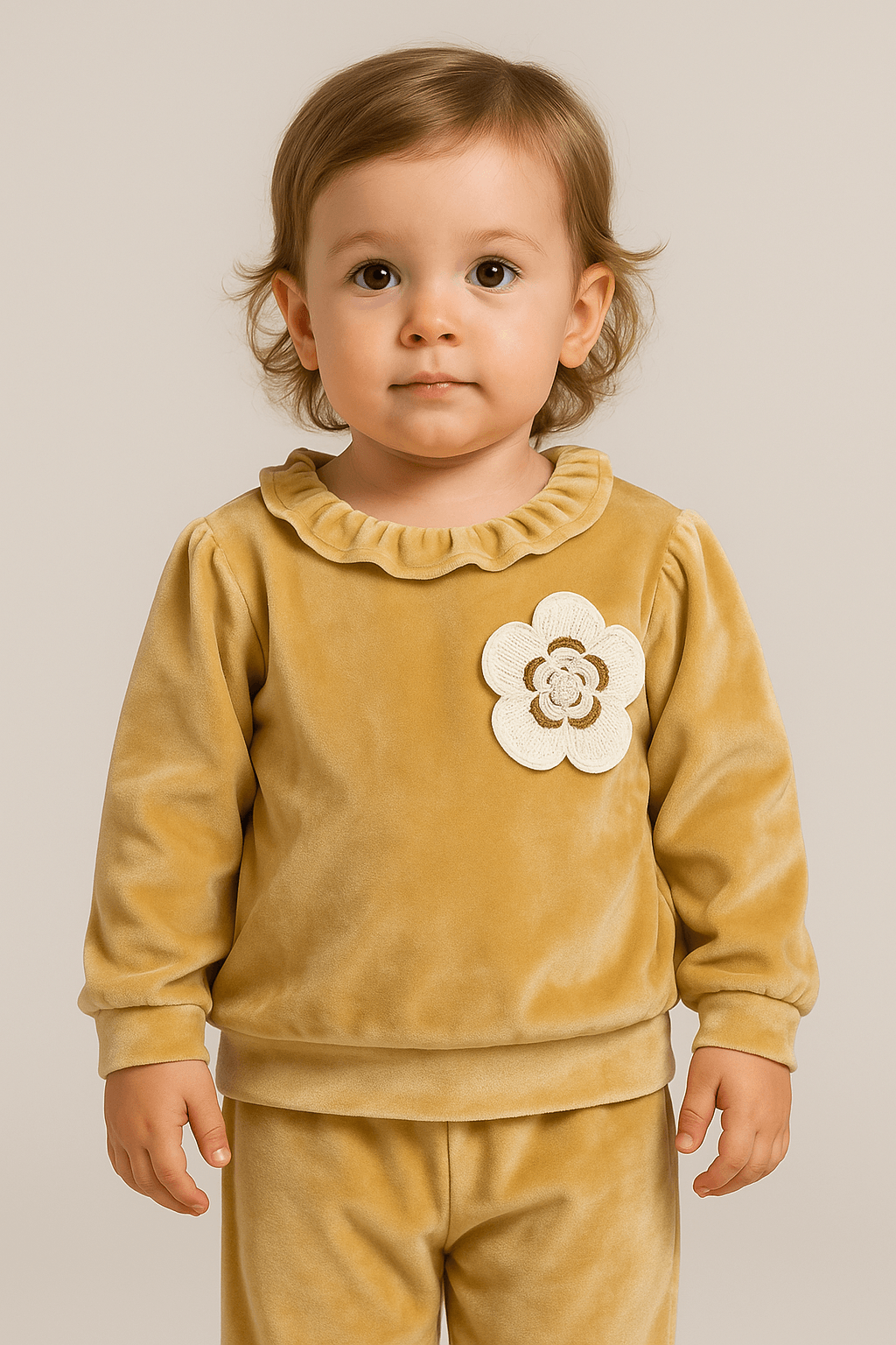 %100 Pamuk Kadife 2’li Kız Bebek Takımı