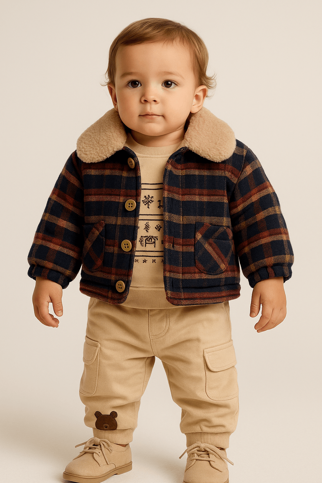 %100 Pamuk 3’lü Polarlı Erkek Bebek Takımı