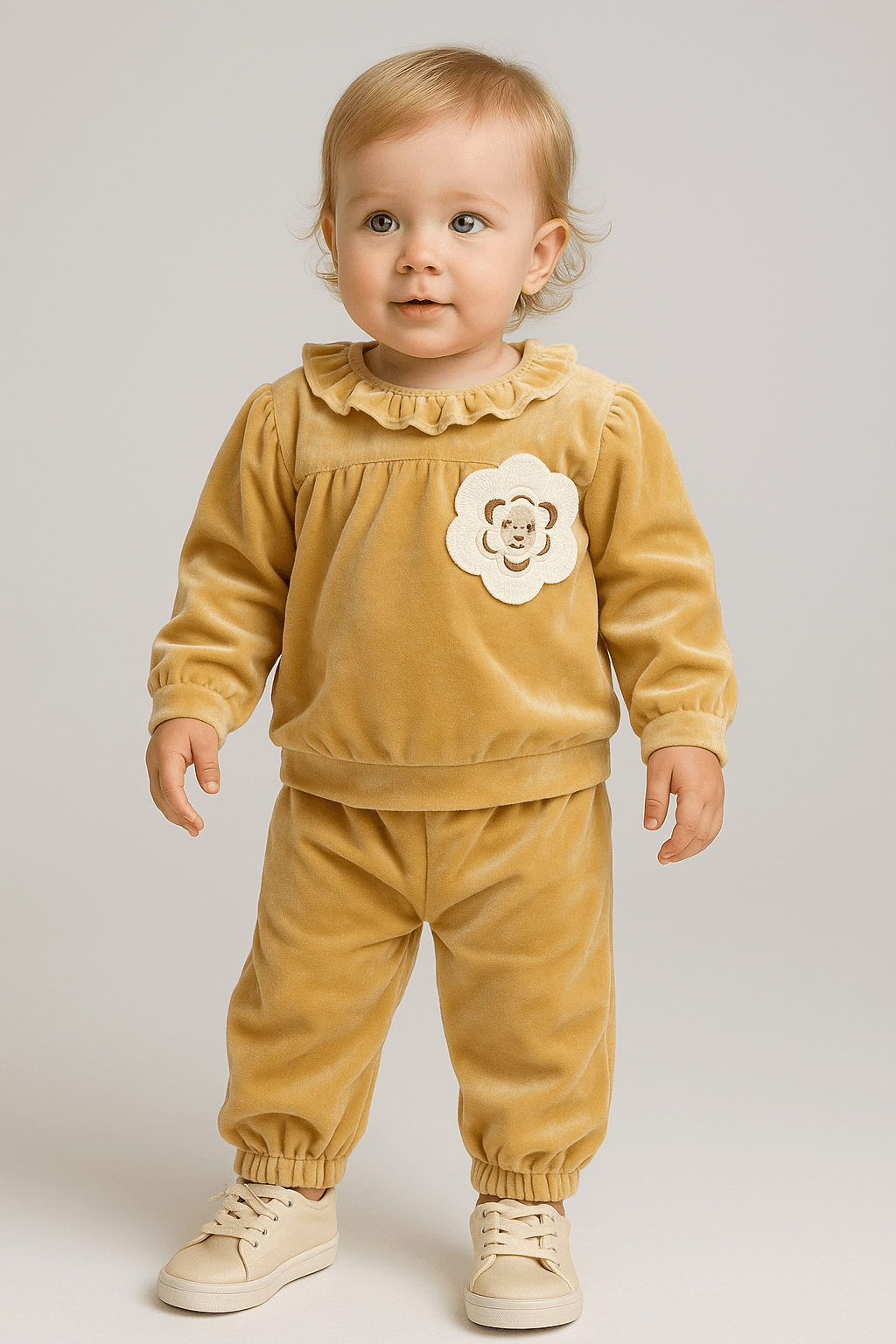 %100 Pamuk Kadife 2’li Kız Bebek Takımı