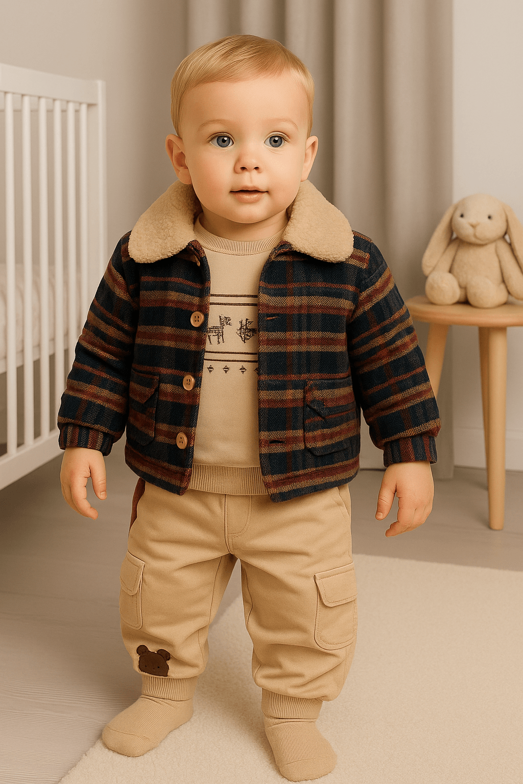 %100 Pamuk 3’lü Polarlı Erkek Bebek Takımı