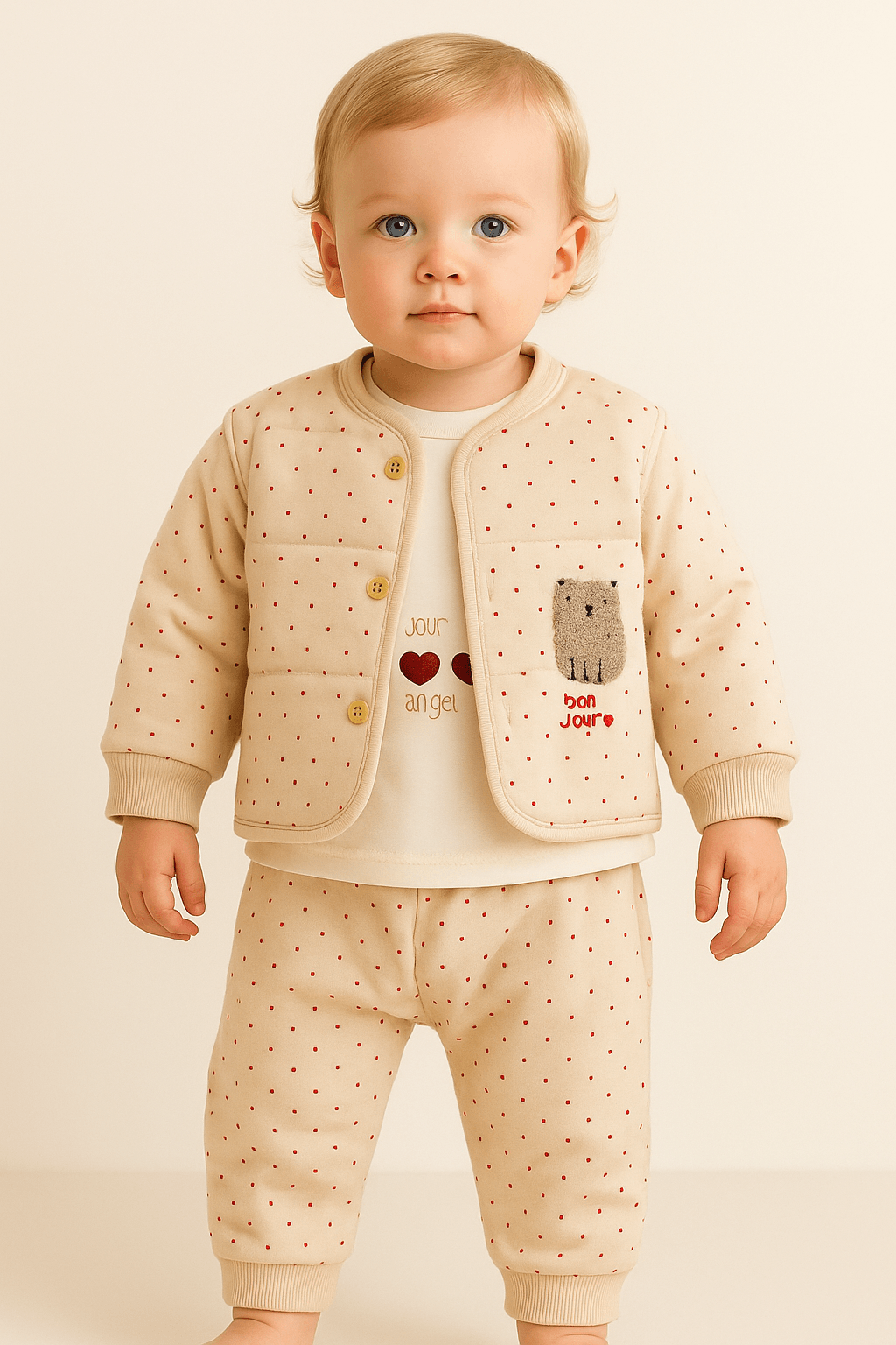 %100 Pamuk 3’lü Kışlık Kız Bebek Takımı