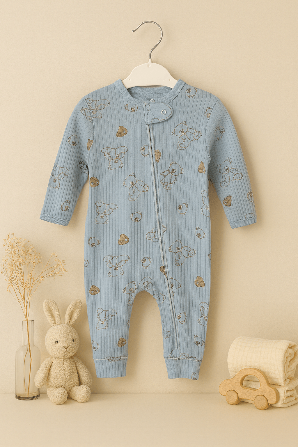 %100 Pamuk Fermuarlı Tulum