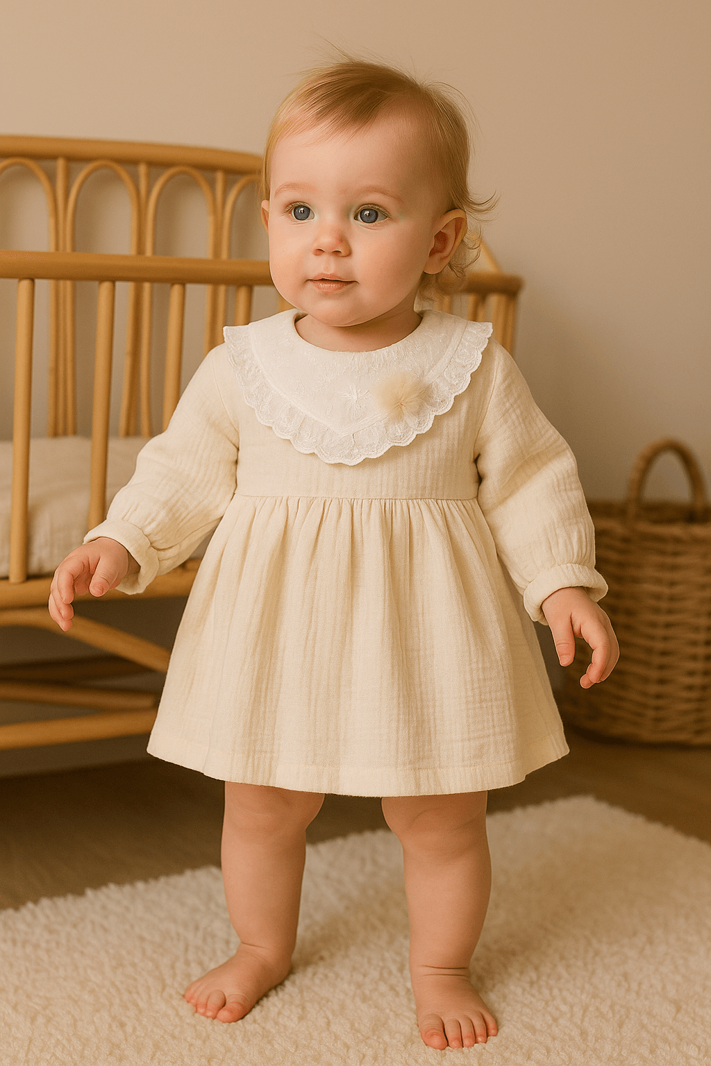 %100 Müslin Pamuk Bebek Elbisesi