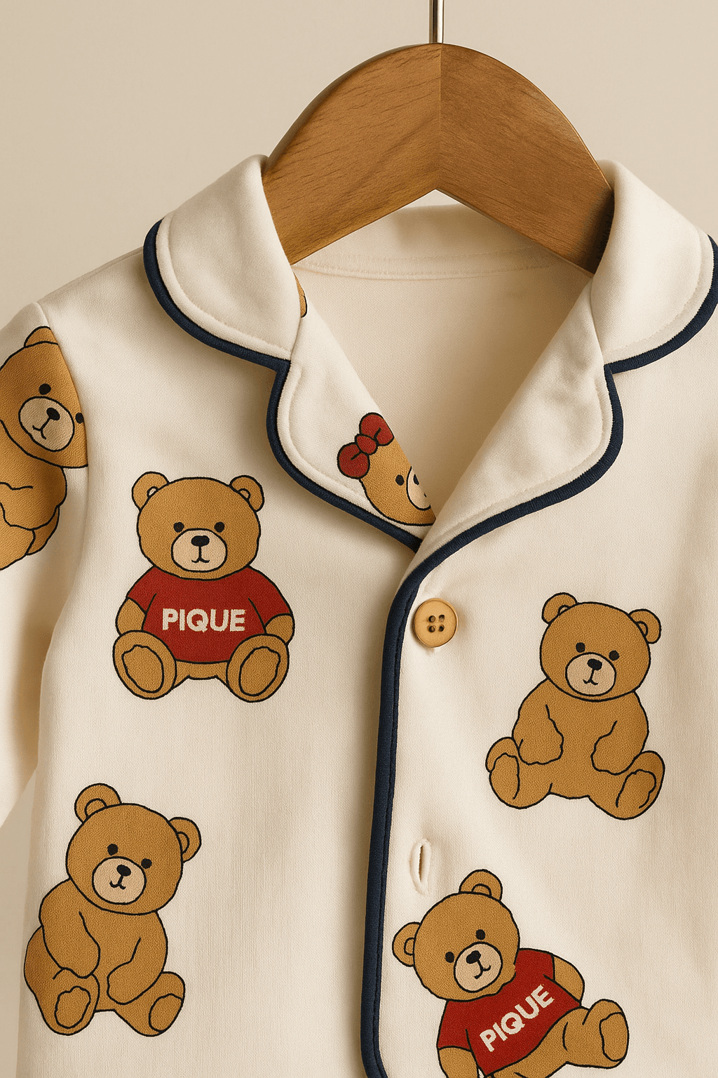 %100 Pamuk Ayı Desenli Bebek Pijama Takımı