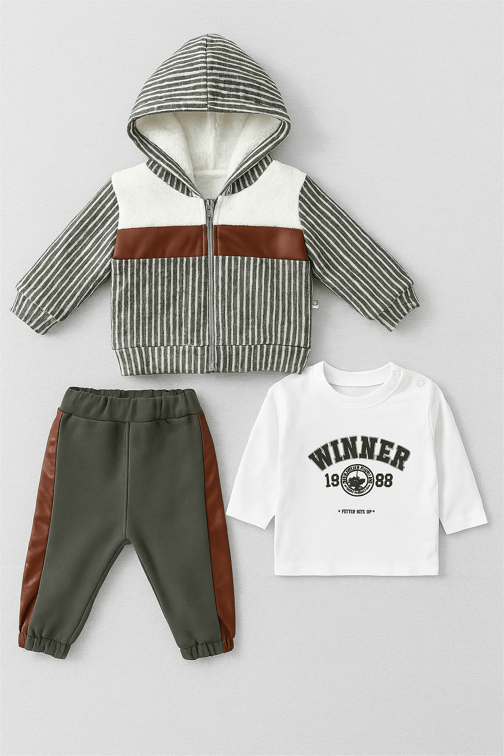 3’lü Polarlı Erkek Bebek Takımı