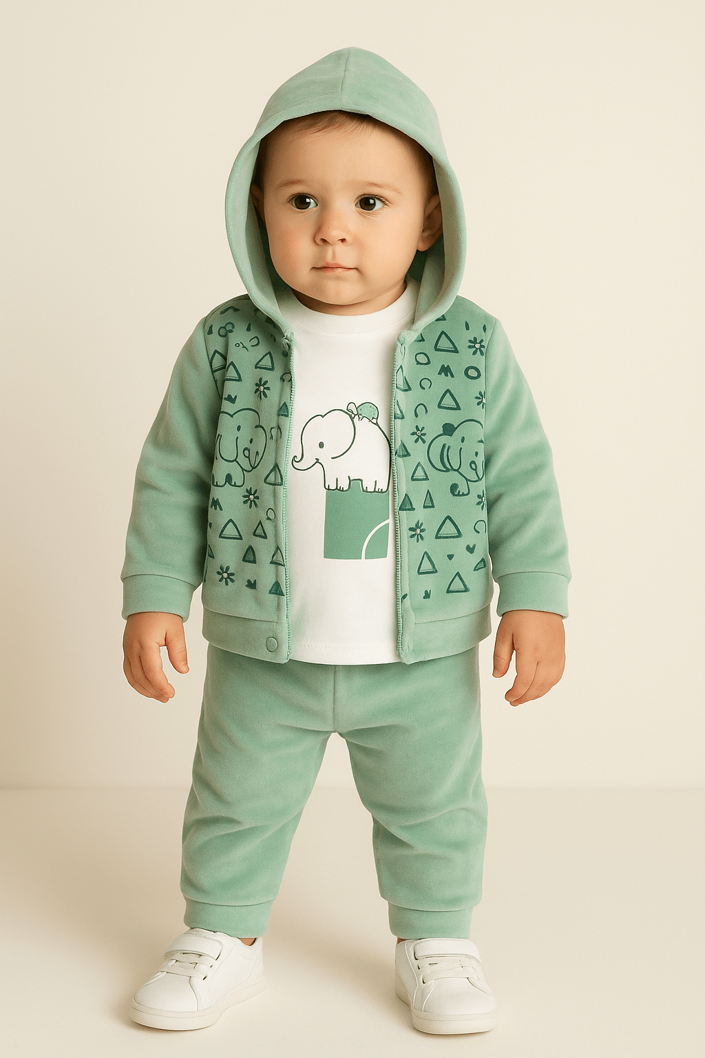 %100 Pamuk Unisex Bebek 3’lü Takım - Turkuaz