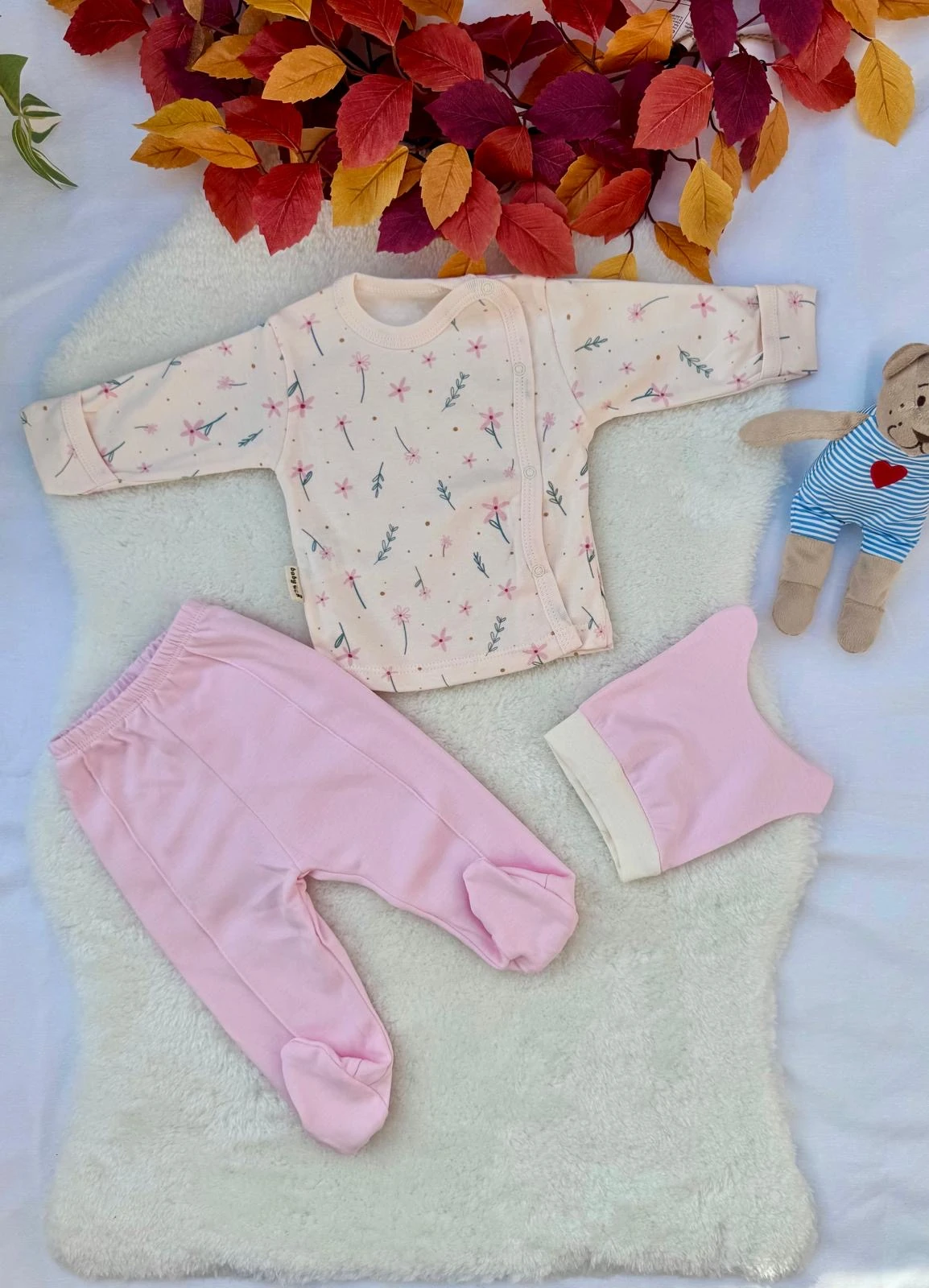 3’lü Bebek Hastane Çıkış Seti - Kız - Pembe
