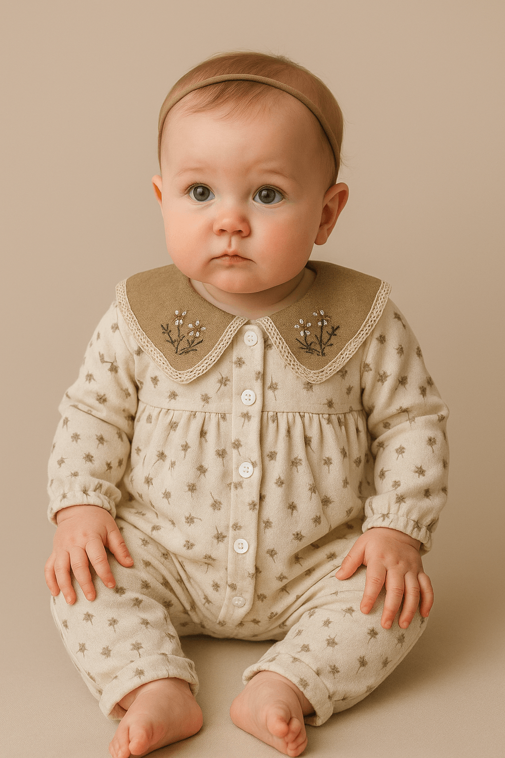 Kız Bebek Tulum – Nakışlı Yaka