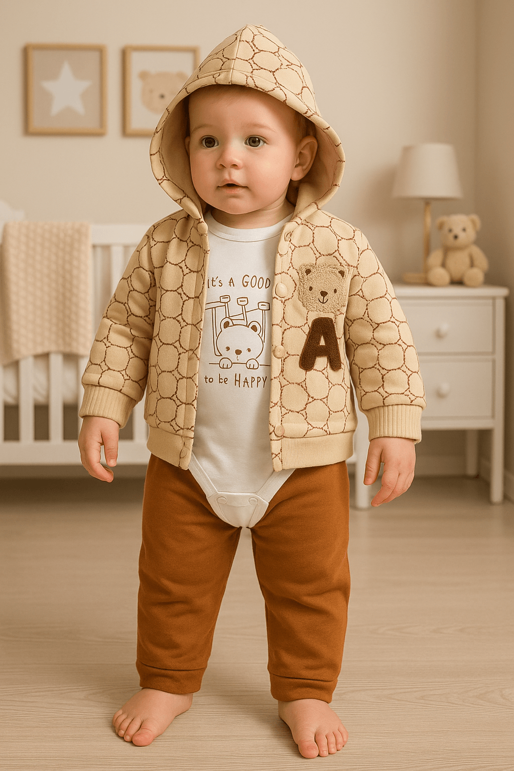 Erkek Bebek 3’lü Takım Kapüşonlü