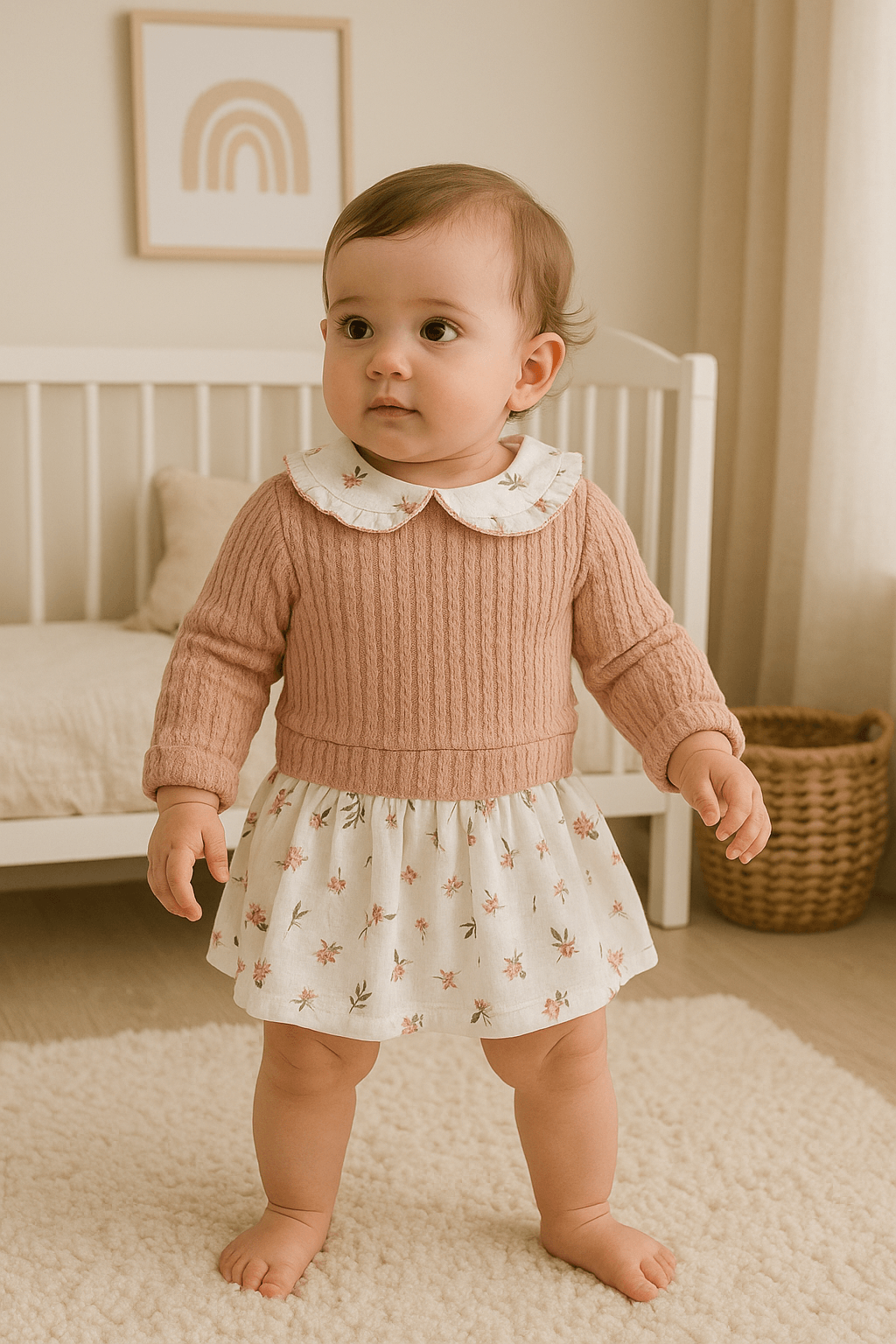 Kız Bebek Elbisesi – Çiçek Desenli Etek