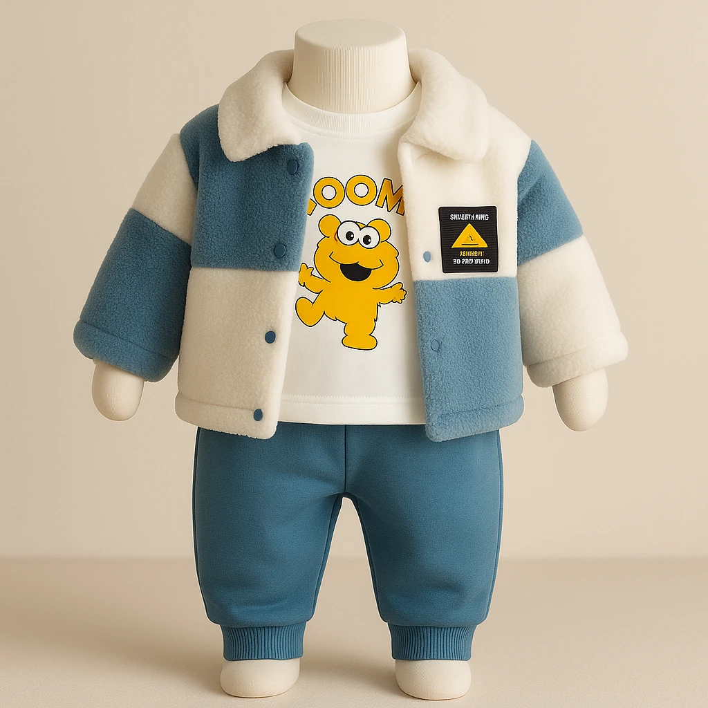 3’lü Peluş Bebek Takımı - Pamuklu - Mavi