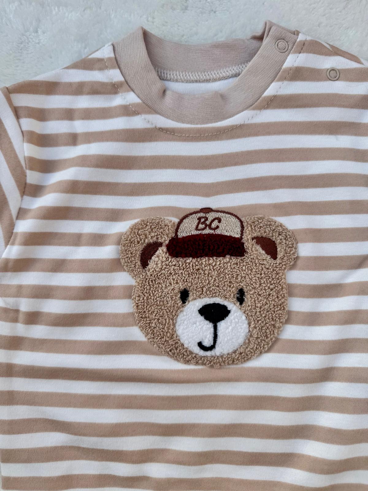 2’li Bebek Eşofman Takımı – Çizgili Ayıcık Nakışlı