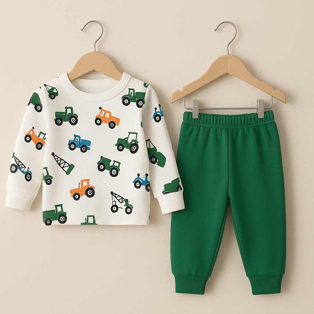 %100 Pamuk Erkek Bebek 2’li Takım - Yeşil