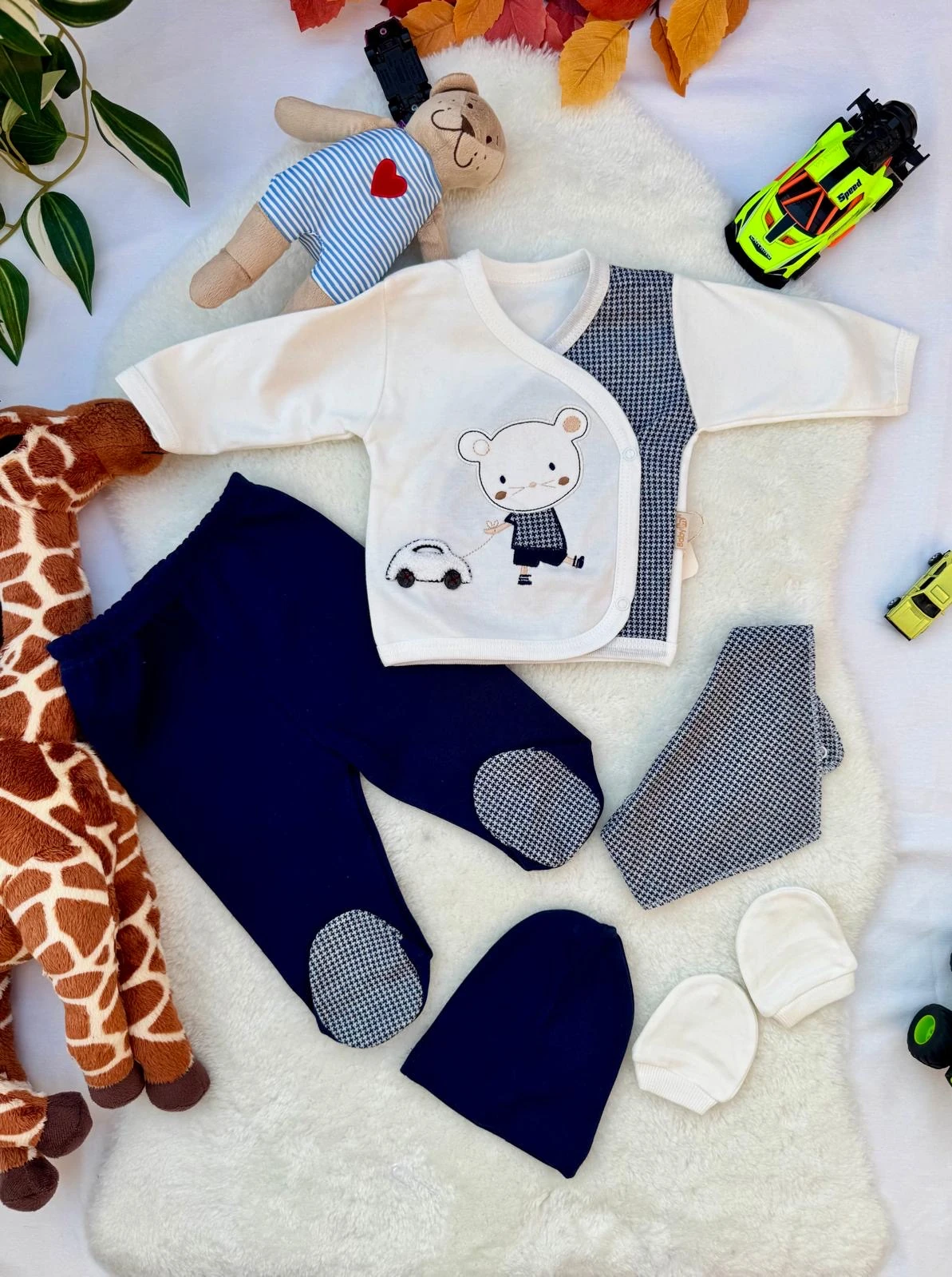 5’li Erkek Bebek Hastane Çıkış Seti - Lacivert