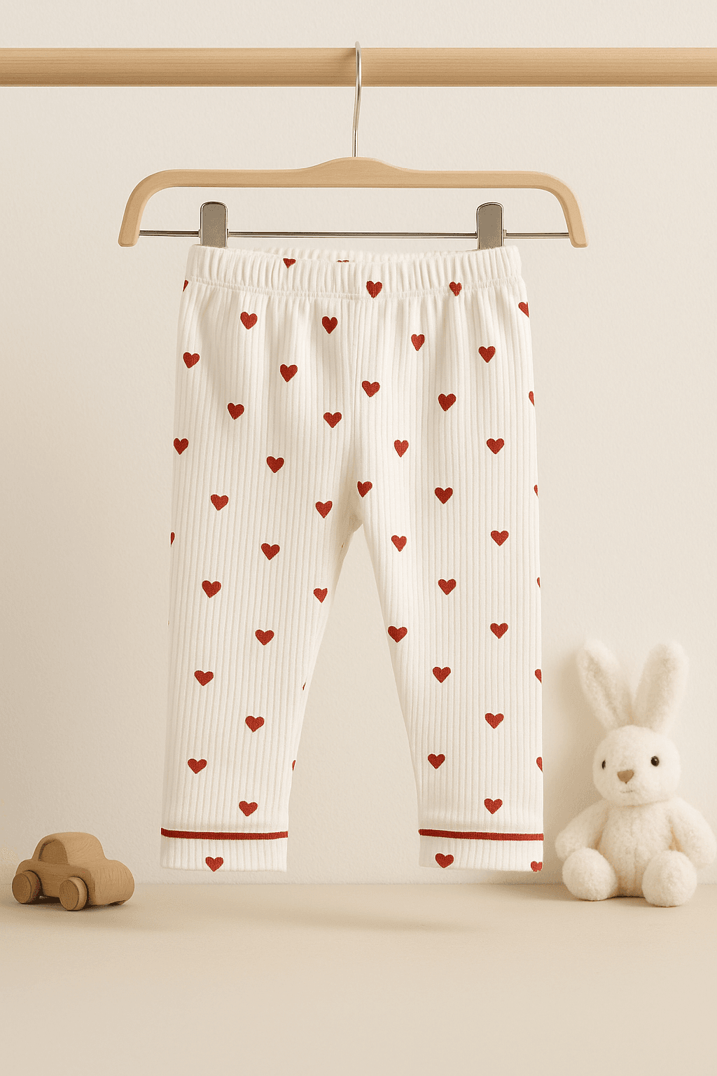 %100 Pamuk Kalp Desenli Bebek Pijama Takımı